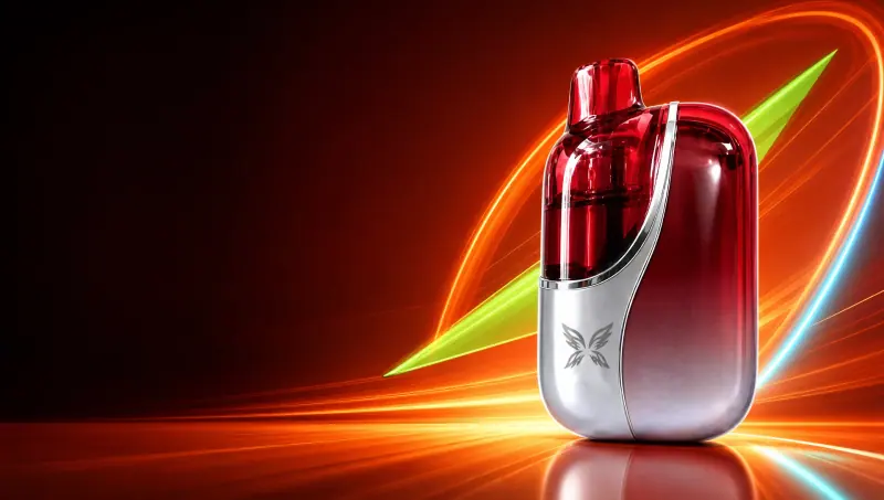 WINDBAR CHROMA WING in Crimson Red with orange and green light trails (WindBar.ai)