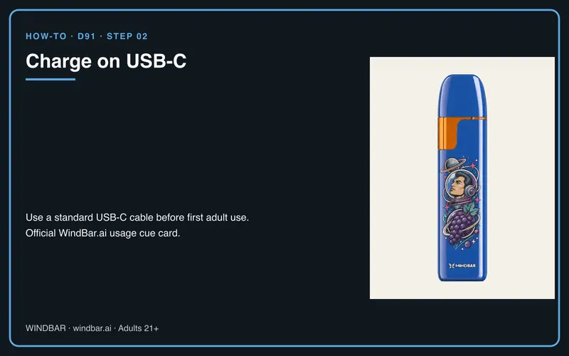 WindBar.ai D91 Voyagers how-to step 02 — Charge on USB-C