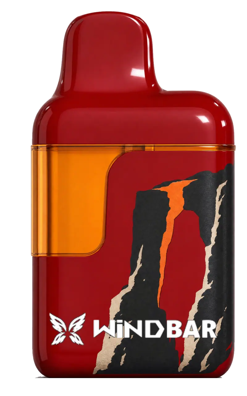 WINDBAR D95 Microvolt in Lava Falls Gate, red with lava-fall graphic, on transparent background