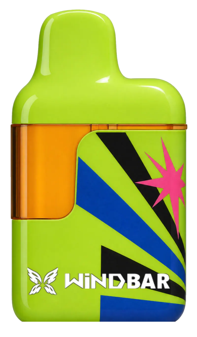 WINDBAR D95 Microvolt in Wasabi Spark, lime green with starburst, on transparent background