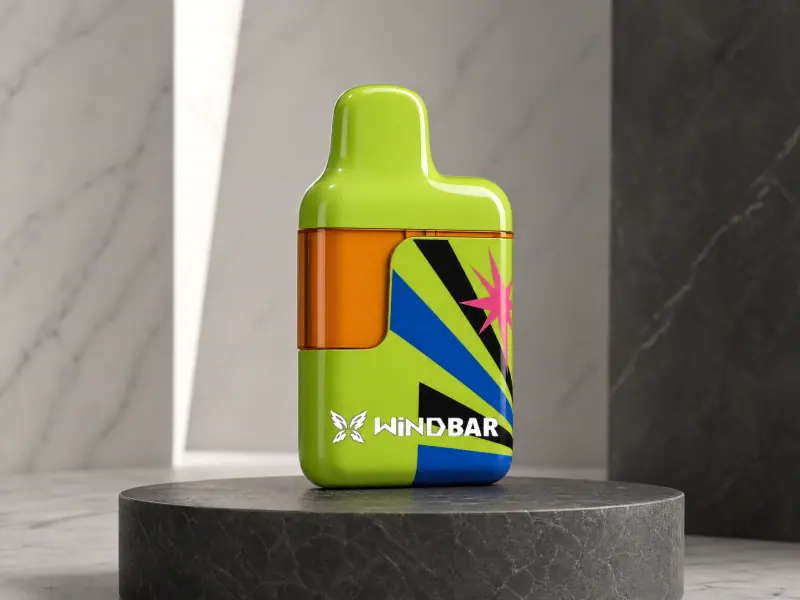 WINDBAR D95 Microvolt in Wasabi Spark on a dark stone pedestal (WindBar.ai)