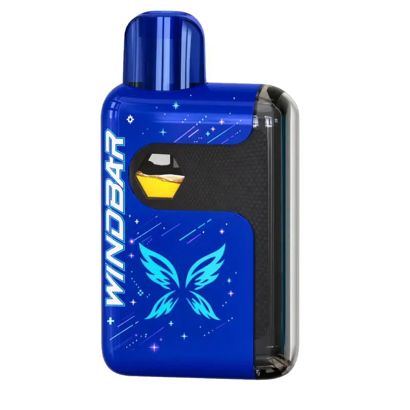WINDBAR SPECTRUM in Cobalt Blue with butterfly print, on transparent background (WindBar.ai)