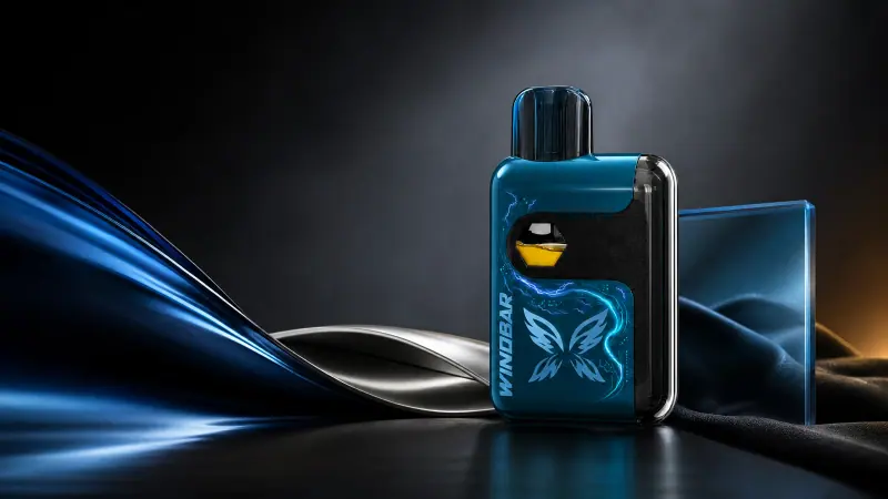 WINDBAR SPECTRUM in Storm Teal on a dark surface with blue light waves (WindBar.ai)