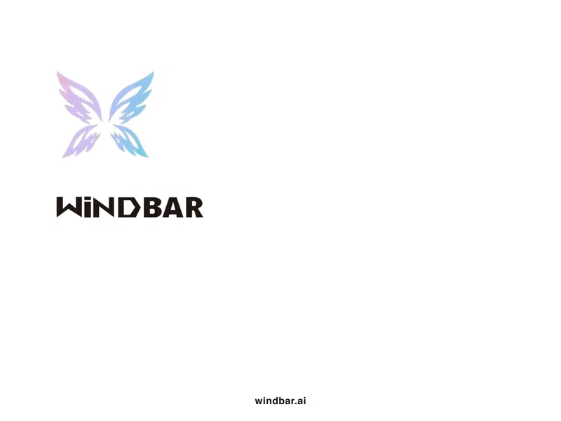 WindBar.ai brand color system board with butterfly and wordmark