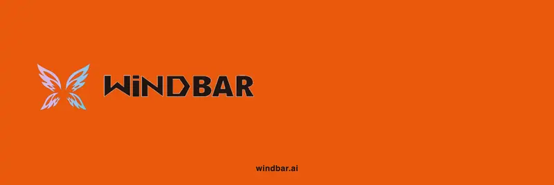 Orange WindBar.ai brand banner with logo and wordmark