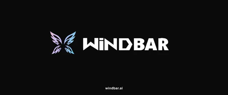 WindBar.ai horizontal logo lockup on black