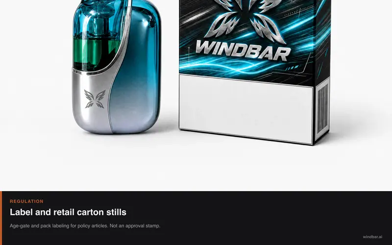 WindBar.ai CHROMA WING retail carton for regulation labeling articles
