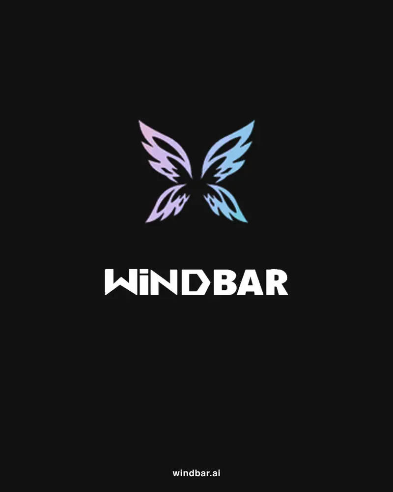 WindBar.ai stacked logo lockup on dark